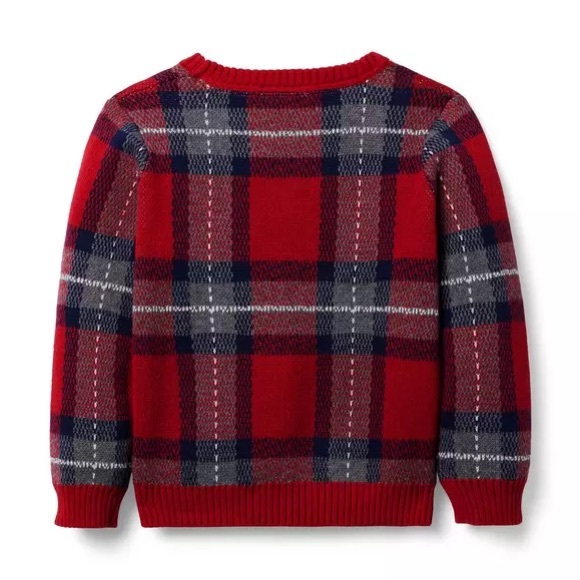 Janie and Jack Kids Red Plaid Tartan Sweater - Picture 2 of 7